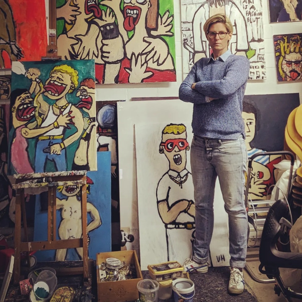 Artist and Cartoonist Ute Hamelmann within her atelier