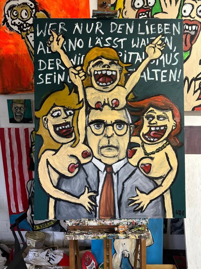 Adorno und das Busenattentat - Öil in canvas