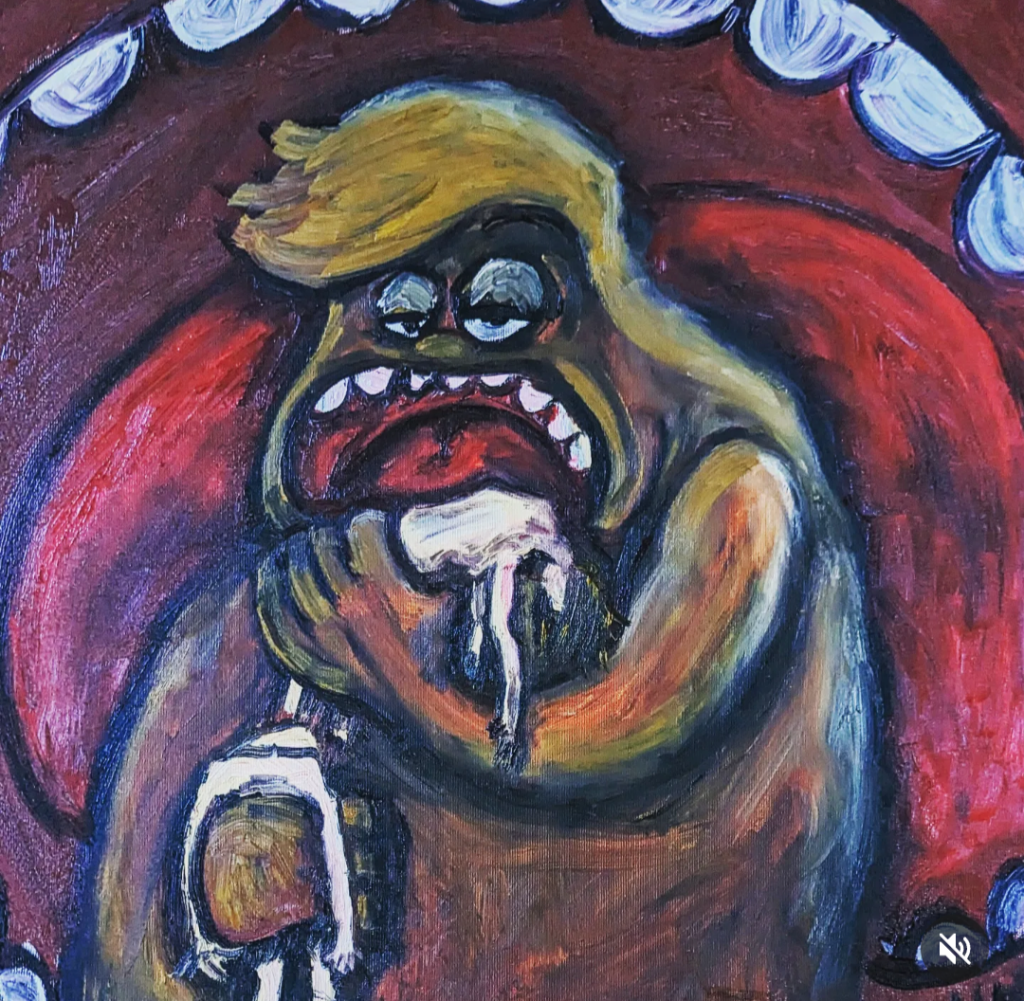 Ute Hamelmann, Don't Feed the Trolls anymore (oil on canvas) 